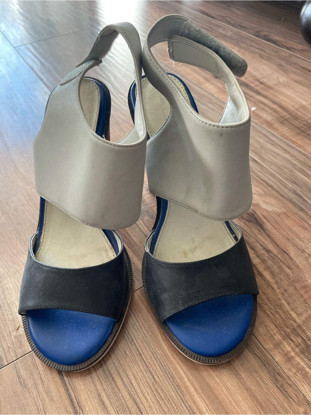Aldo Black and Cream Block leather Heel Sandals - Picture 2 of 5